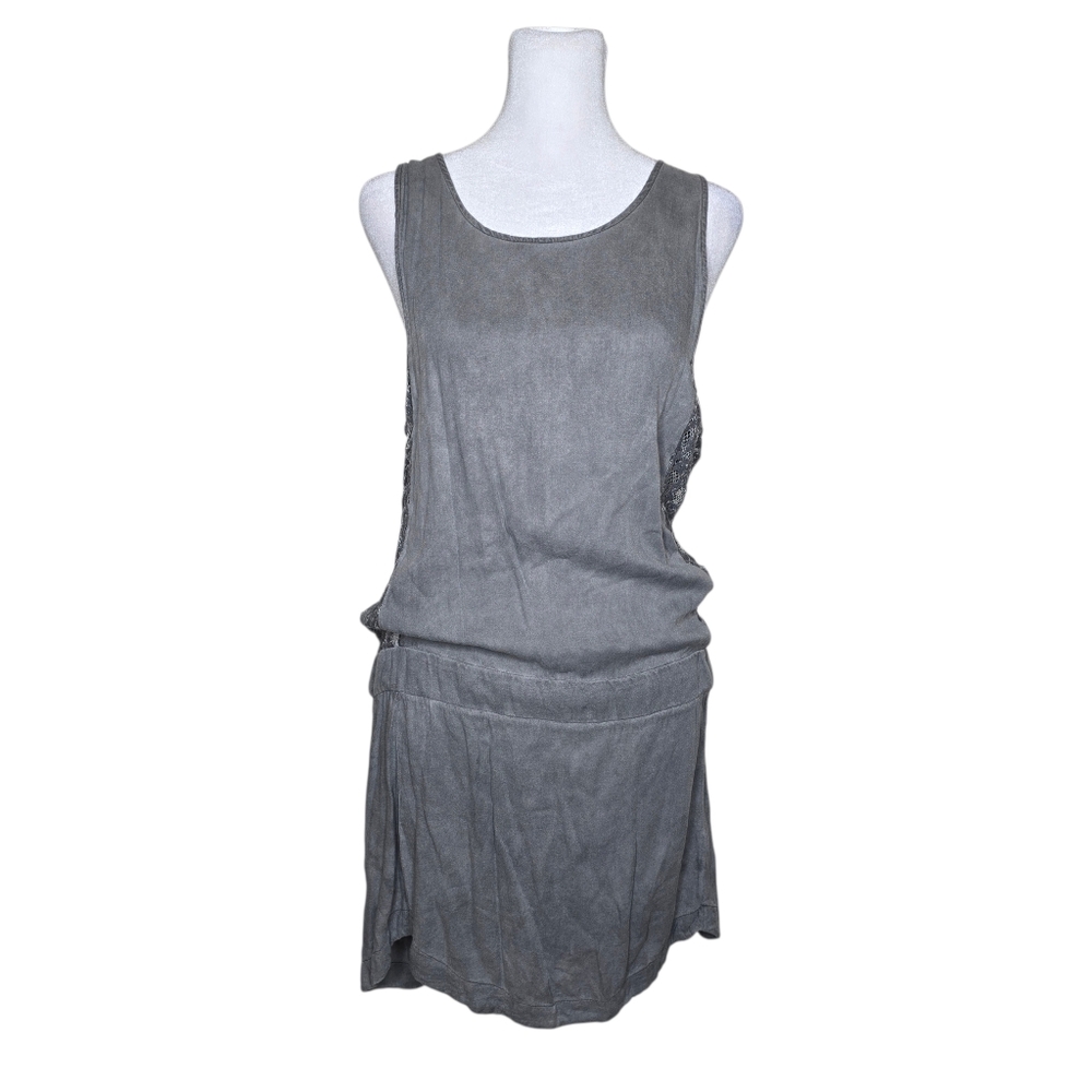 Young Fabulous & Broke Gray Lace Dress Drop Waist Sleeveless Size Small